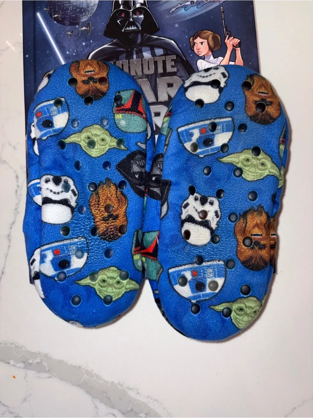 Kids Blue Star Wars Character Slip-On Socks with Five minute Star Wars stories
